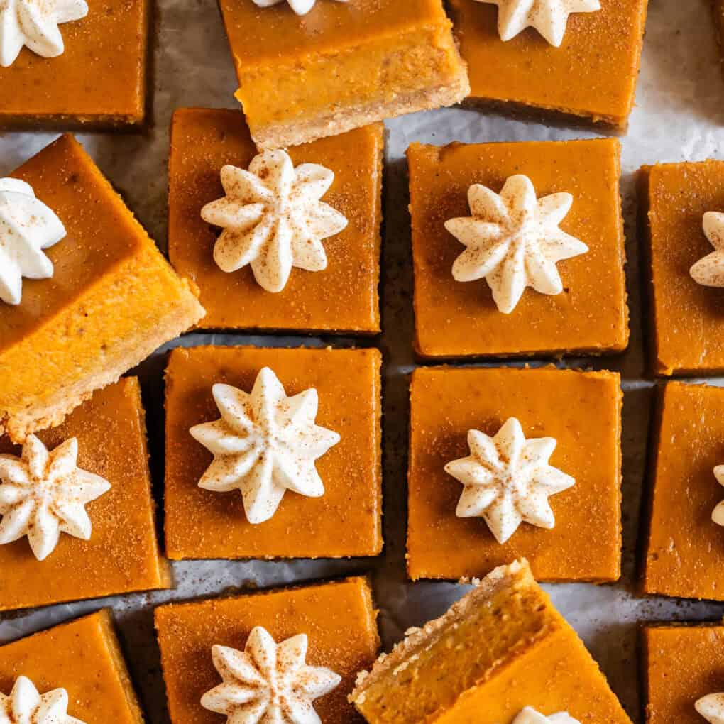 Gluten Free Pumpkin Pie Bars with Shortbread Crust